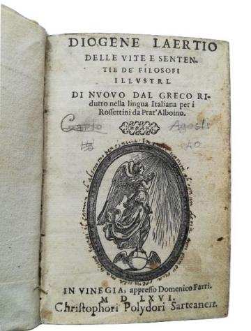 Diogene Laertio - Delle vite e sententie de filosofi illustri - 1566