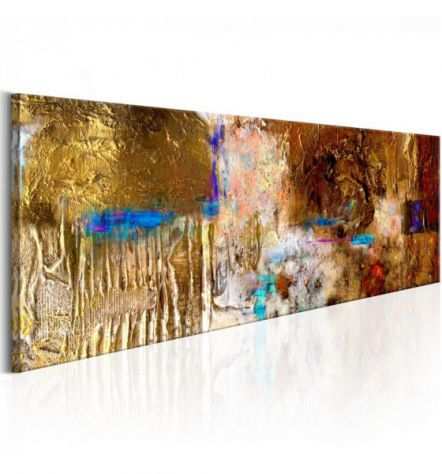 Dipinto Astratto Gold Arredalacasa Cm.120x40 Dipinto A Mano