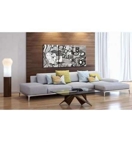 Dipinto Con Ragazza In Bianco E Nero Arredalacasa Cm.120x60