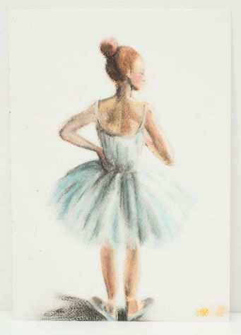Dipinto di Ballerina, pastelli ad olio su cartoncino.