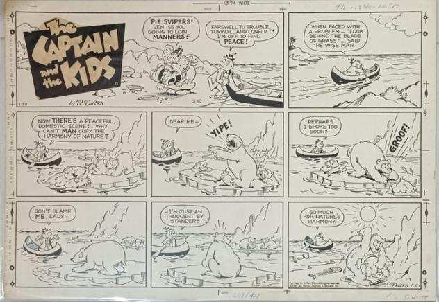 Dirks, Rudolph - 1 Original Sunday Comic strip - The Captain and the Kids Pie Svipers Ven Iss You Going to Loin Manners