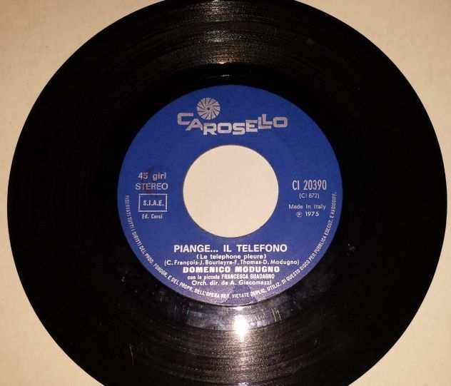 Disco vinile 45 giri, Domenico Modugno copertina originale ldquoPiange il Telefonoquot