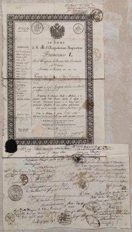 Documento - Passaporto in nome Francesco I dUngheria Boemia, Venezia e duca di Milano - Per il conte Francesco Bulgarini - 1819