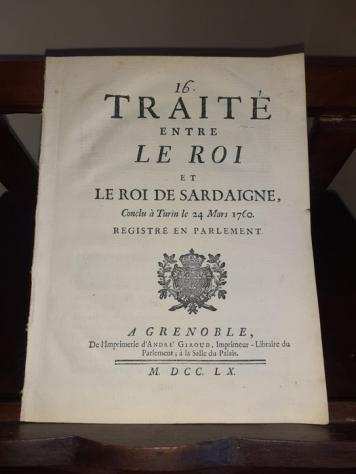 Documento - Re di Francia e Re di Sardegna - Traiteacute entre le Roi et le Roi de Sardaigne, conclu agrave Turin le 24 Mars... - 1760