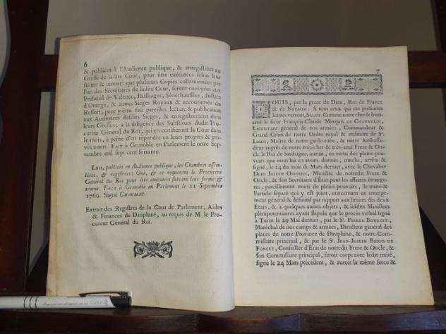 Documento - Re di Francia e Re di Sardegna - Traiteacute entre le Roi et le Roi de Sardaigne, conclu agrave Turin le 24 Mars... - 1760