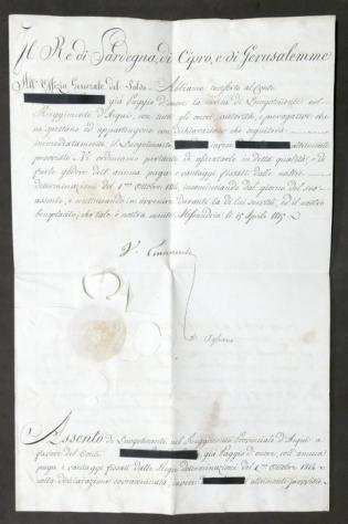 Documento - Regno di Sardegna - Manoscritto con autografo di Re Vittorio Emanuele I di Savoia - 1815