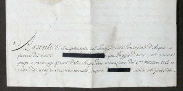 Documento - Regno di Sardegna - Manoscritto con autografo di Re Vittorio Emanuele I di Savoia - 1815