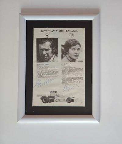 Documento - Vittorio Brambilla - Lella Lombardi - Autografo - Gp Monaco - 1975