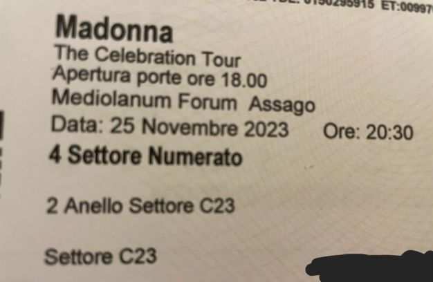 Due biglietti concerto Madonna a milano