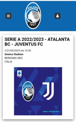 Due biglietti Curva Nord Atalanta Juventus del 7 Maggio 2023 2022