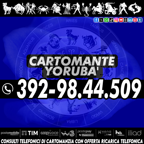 Sensitività e Medianità pura. Esperienza trentennale. Cartomante Yorubà.