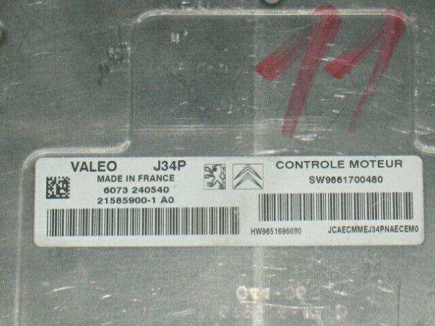 ECU CITROEN C2 1.4 VALEO J34P SW 9661700480 HW 9651696680