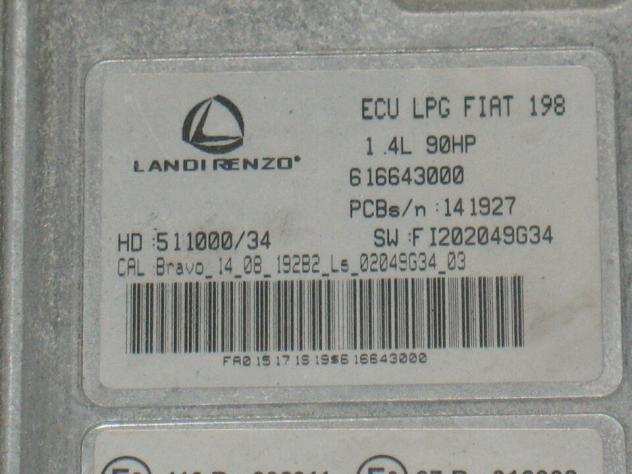 Ecu landi renzo gpl lpg gas fiat 198 1.4 90hp 616643000 51100034