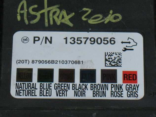 ECU MODULO COMFORT OPEL ASTRA J BLUE GREEN BLACK PINK GRAY RED 13579056