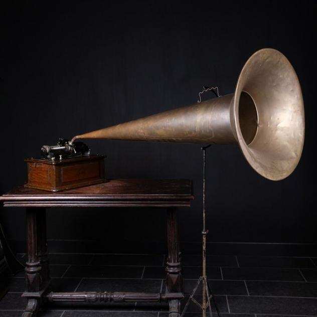 Edison - Rare - Fonografo Edison Con Tromba Extra Large, 1901-1903 Fonografo