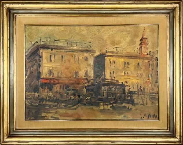 Emanuele Cappello pittore quadro olio su tela Piazza della Signoria