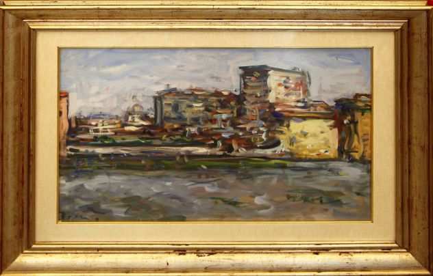 Enzo Pregno Pittore olio su tela panorama Fiorentino