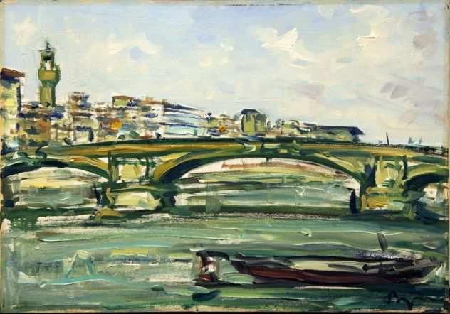 Enzo Pregno Pittore olio su tela Ponte Santa Trinita