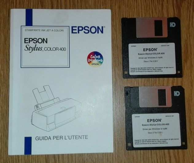 EPSON Stylus COLOR 400  manuale guida utente e Dischetti Floppy Disk.