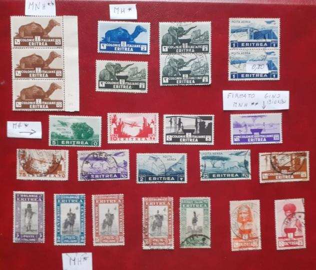 Eritrea italiana 18931936 - Lotto di 81 francobolli tra cui 1 egrave firmato e 2 del 1893 sono su frammento-