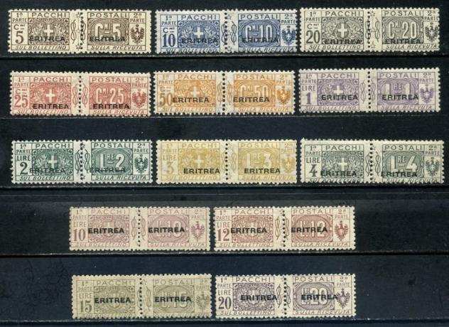 Eritrea italiana 1917 - Pacchi Postali, serie di 13 val. con soprastampa piccola. - Sassone 921