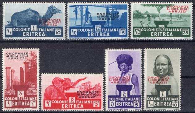 Eritrea italiana 1934 - quotOnoranze al Duca degli Abruzzi - la serie completa nuova con gomma integra - ottima qualitagrave - Sassone Ndeg 213219