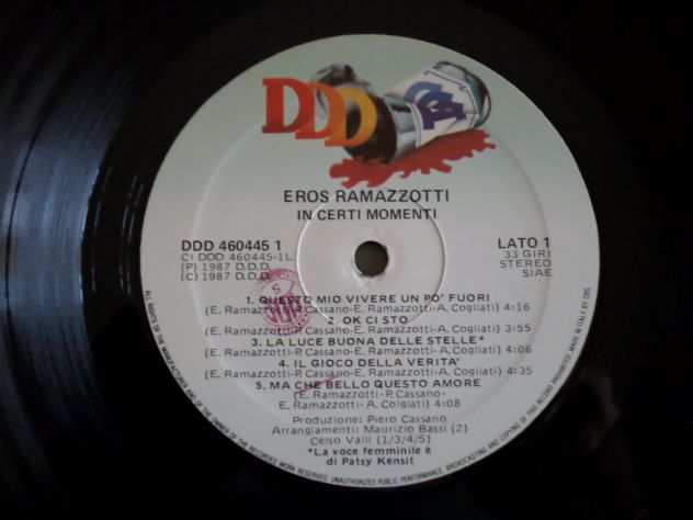 EROS RAMAZZOTTI - In Certi Momenti - LP  33 giri 1987 DDD Italy