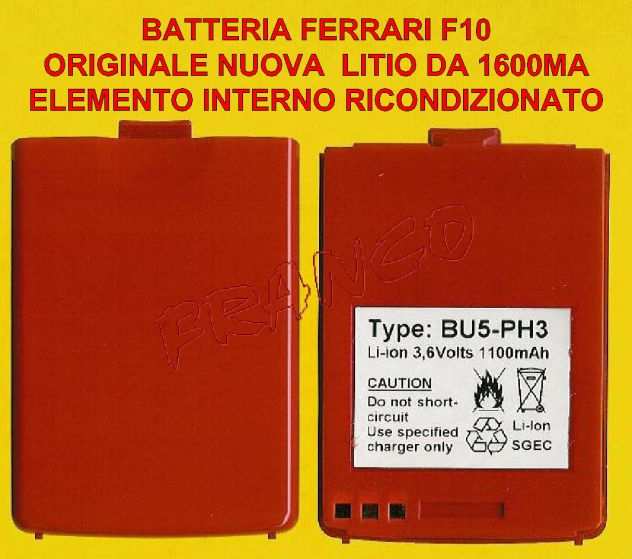 Eu 80 Ferrari F10 batteria lito guscio nuovo con elemento di litio da 1600Mah