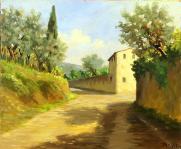 Fausto Magni pittore quadro Vicolo di campagna