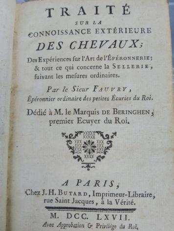 Fauvry - Traiteacute sur la Connoissance exteacuterieure des Chevaux - 1767