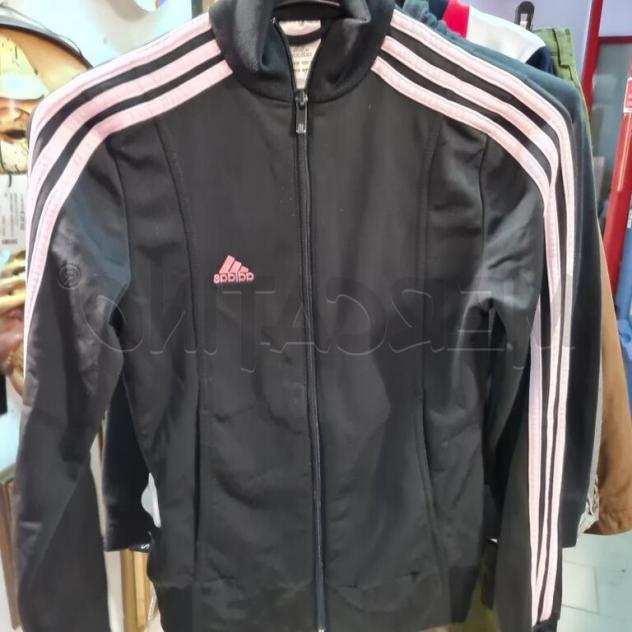 Felpa donna adidas nera bande rosa tg.s