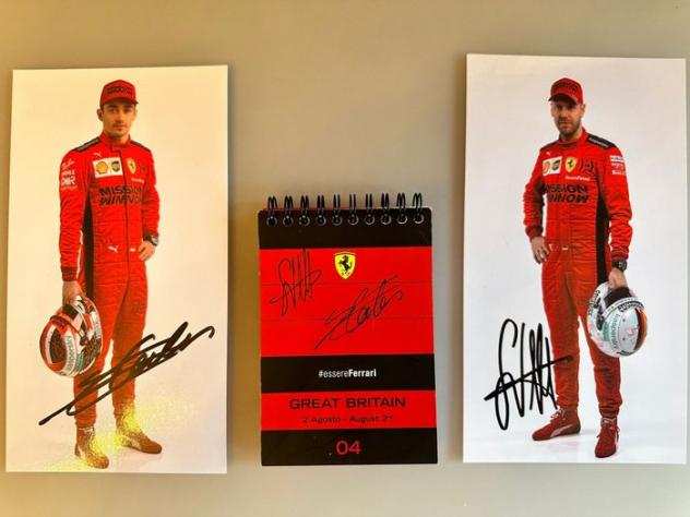Ferrari - Formula Uno - Sebastian Vettel Charles Leclerc - 2020 - Cartoline Autografate
