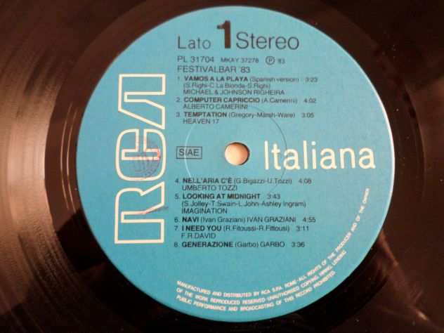 FESTIVALBAR 83 - Compilation - LP  33 giri Vasco Rossi,Tozzi,Scialpi, 1983 RCA