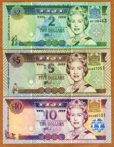 Fiji. - 2, 5, 10 Dollars 2002 - Pick 104, 105, 106 (Senza Prezzo di Riserva)