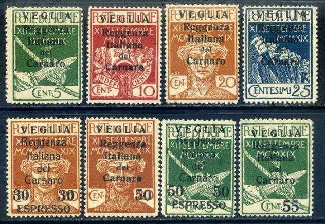 Fiume 1920 - Veglia con soprastampa piccola, serie completa di 6 valori - Sassone 510