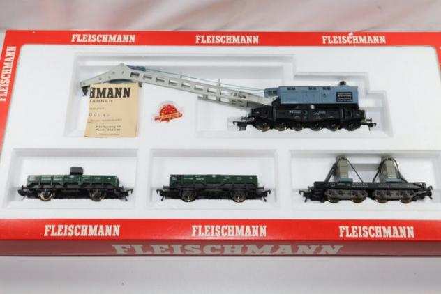 Fleischmann H0 - 5597 - Set di carri merci - Set gru 90t Krupp-Ardelt con carri - DB