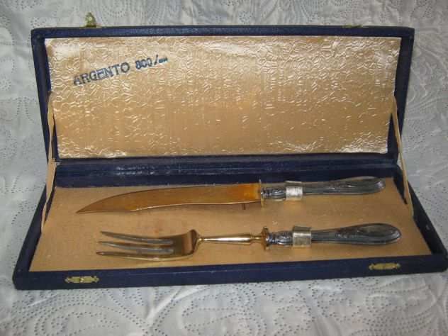 FORCHETTONE E COLTELLO ARGENTO 8001000 IN CONFEZIONE ORIGINALE