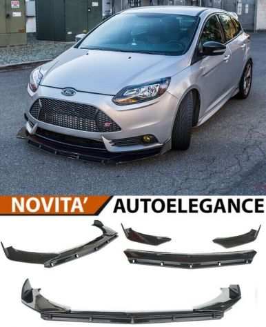 FORD FOCUS 3 MK3 ST PARAURTI ANTERIORE SPLITTER LOOK NERO LUCIDO RS - 3P-mostra