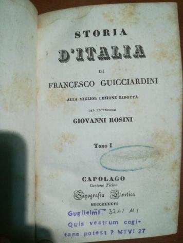 Francesco Guicciardini - Storia dItalia - 1836