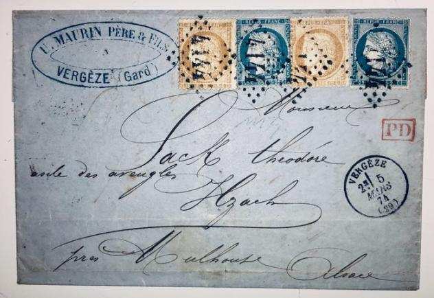 Francia 18671871 - Francia 15152525 Cent 1874 Vergeze lettera x Mulhouse chiudilettera Qualita