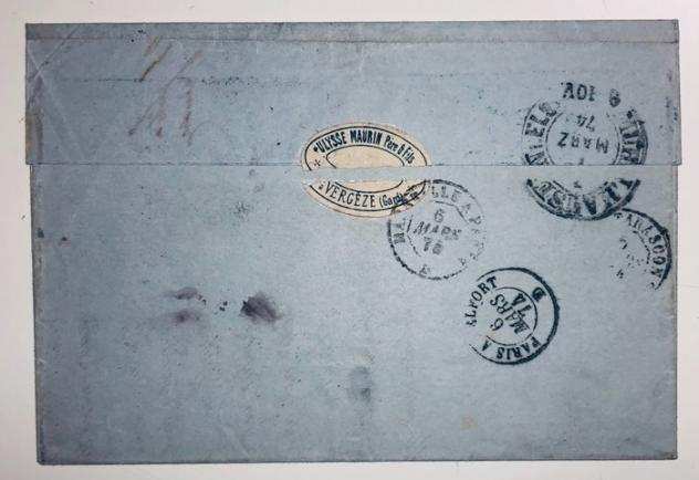 Francia 18671871 - Francia 15152525 Cent 1874 Vergeze lettera x Mulhouse chiudilettera Qualita