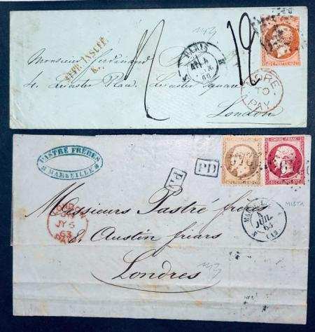 Francia 18671871 - Francia 18601863 lotto 2 lettere x Gran Bretagna diverse interessanti