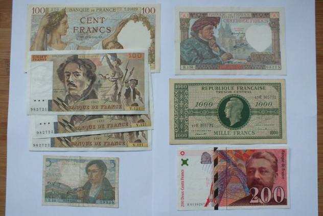 Francia. - 8 banconote - various dates