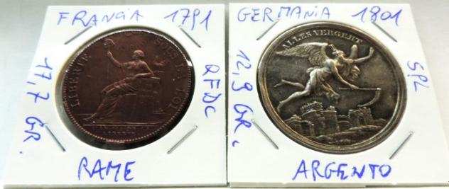 Francia, Germania. Lot of 2 Medals 1791-1801