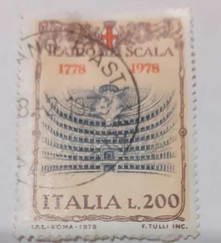 Francobollo Italia - 200 anni Teatro alla Scala Milano 1778  1978 - Lire 200