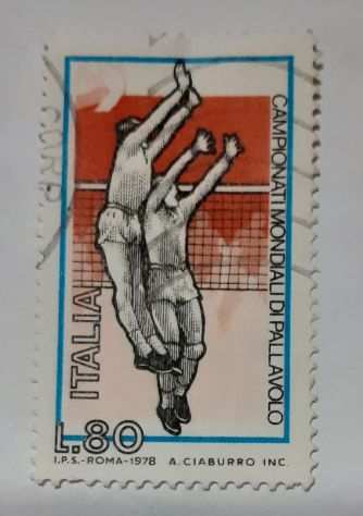 Francobollo Italia - Campionati mondiali di pallavolo 1978 - Lire 80