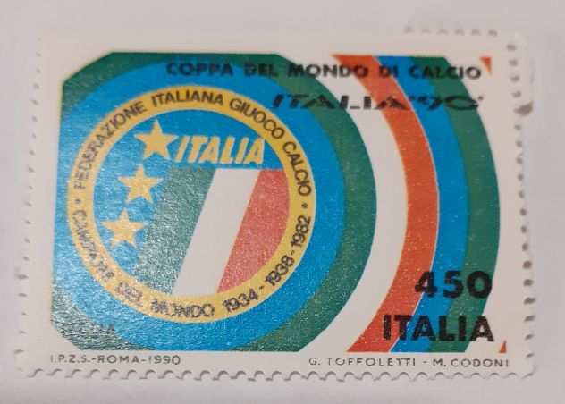Francobollo Italia -Coppa del Mondo di Calcio Italia 90 - Lire 450 - NON TIM