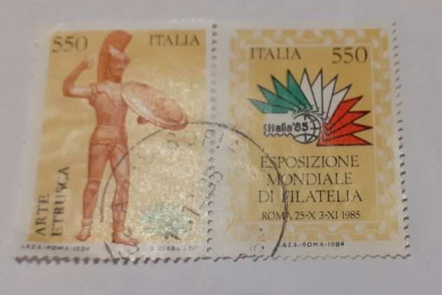 Francobollo Italia - Doppio - Arte Etrusca - Esposizione Mondiale Filatelia 1985