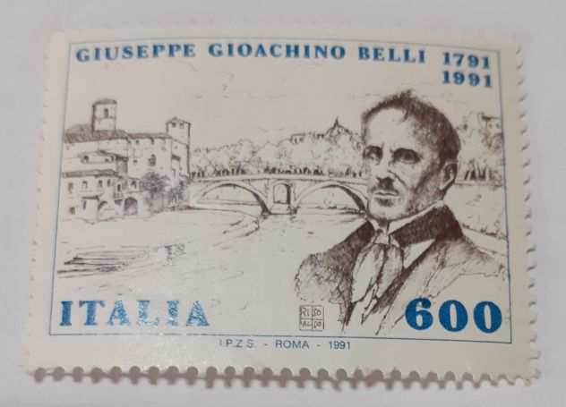 Francobollo Italia - Giuseppe Gioacchino Belli 17911991- 1991 - Lire 600 -