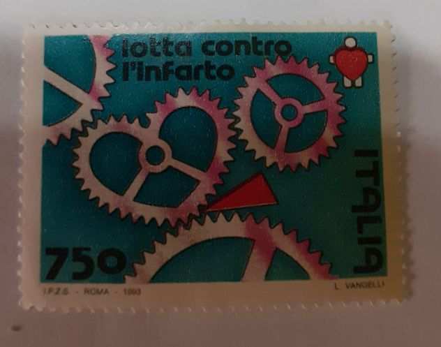 Francobollo Italia - Lotta contro linfarto - 1993 - Lire 750 - NON TIMBRATO